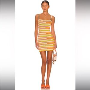 NWOT Camila Coelho Rhea Open Stitch Mini Dress in Rainbow - size Small